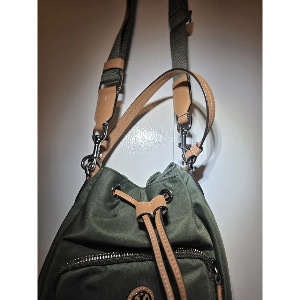 Tory Burch Virginia Nylon Bucket Crossbody Bag Palm Leaf GB41